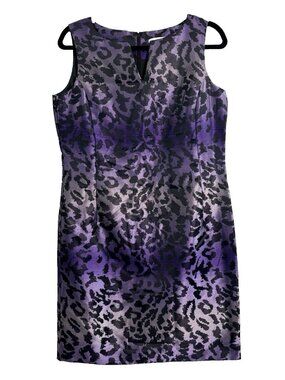 PETER NYGARD Women Iridescent Sleeveless Midi Dress Sz 8 Purple Black 77-16